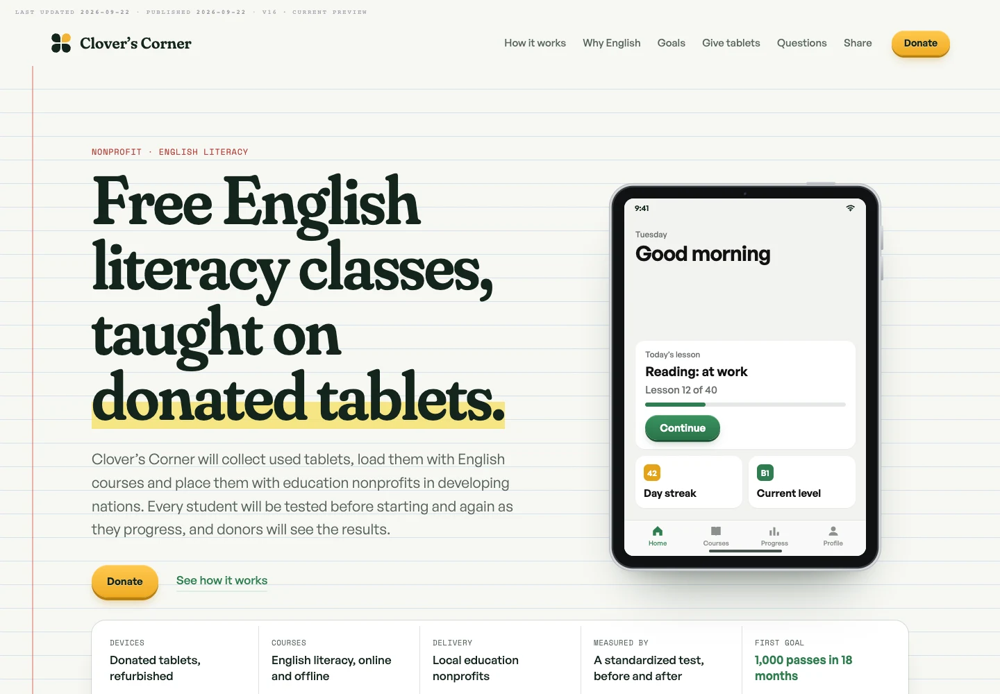 Clover’s Corner website