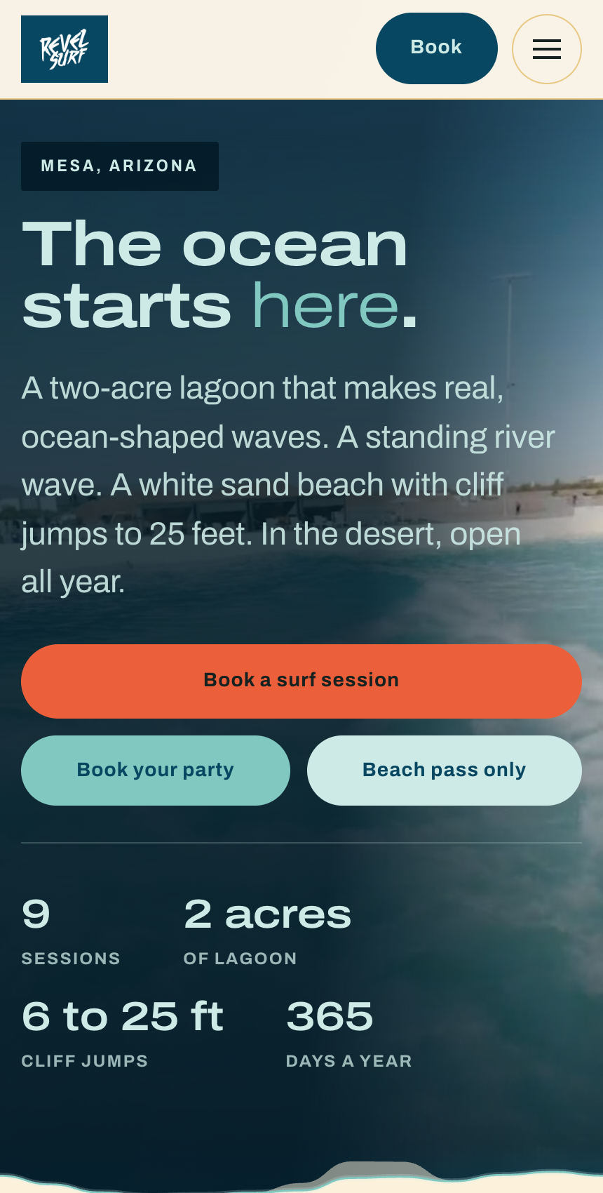 The same Revel Surf identity adapted for a mobile screen