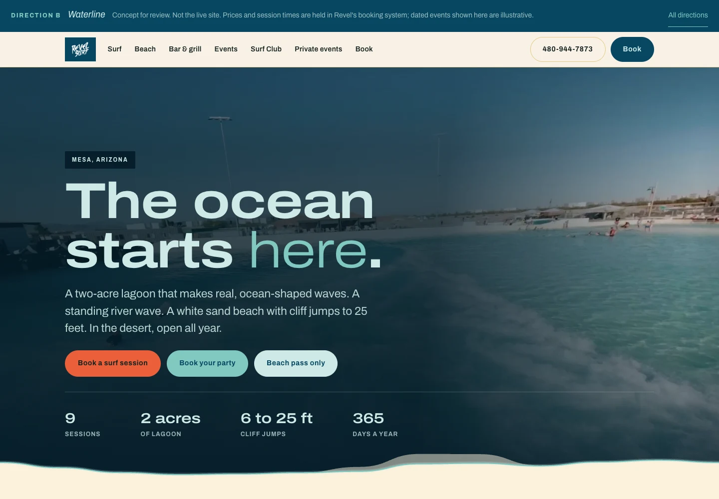 Revel Surf desktop website design