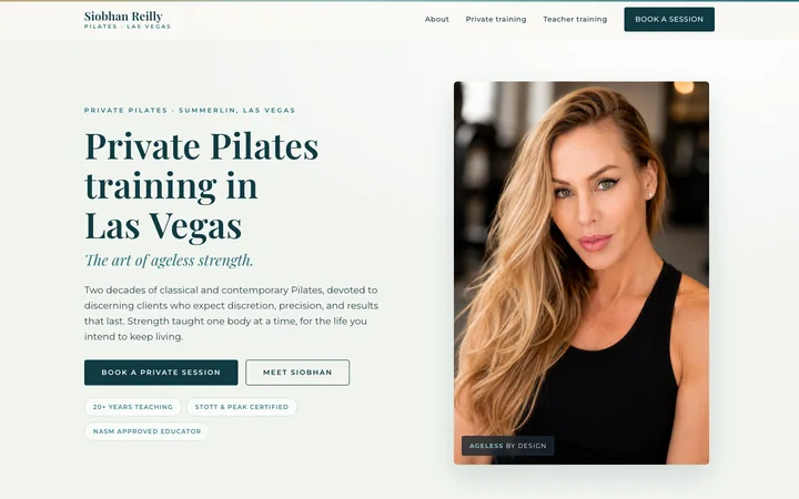 The first screen of siobhanpilates.com